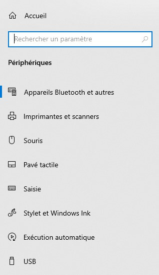 menu péripheriques complet windows