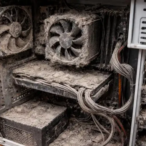 tour PC encrassée par la poussière