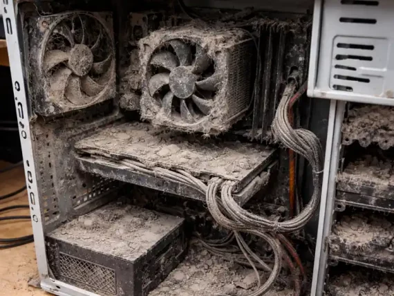 tour PC encrassée par la poussière